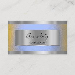 Tarjeta De Visita Elegante ámbar azul gris plateado profesional