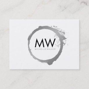 Tarjeta De Visita Elegante anillo falso plateado con monograma de Mo