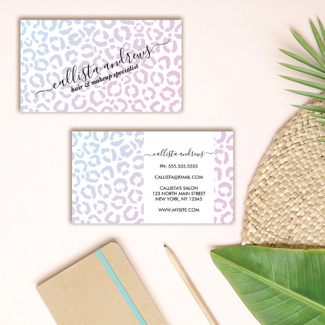 Tarjeta De Visita Elegante animal de leopardo morado blanco Cheetah (Subido por el creador)