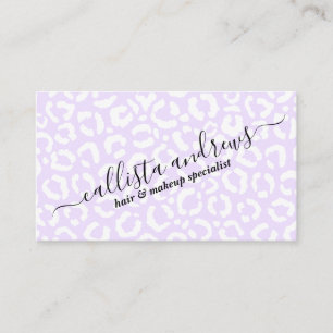 Tarjeta De Visita Elegante animal de leopardo morado blanco Cheetah