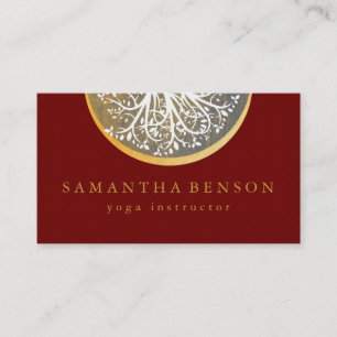 Tarjeta De Visita Elegante Árbol acuático dorado Yoga y Meditació
