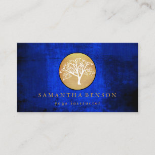 Tarjeta De Visita Elegante Árbol acuático dorado Yoga y Meditación B