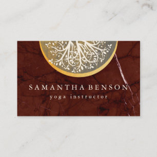 Tarjeta De Visita Elegante Árbol acuático dorado Yoga y Meditación B
