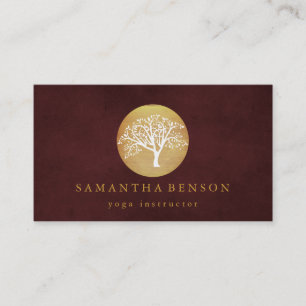 Tarjeta De Visita Elegante Árbol acuático dorado Yoga y Meditación B
