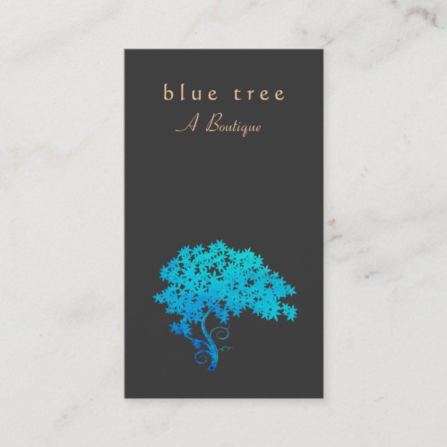 Tarjeta De Visita Elegante árbol azul turquesa zen Logotipo negro (Anverso)