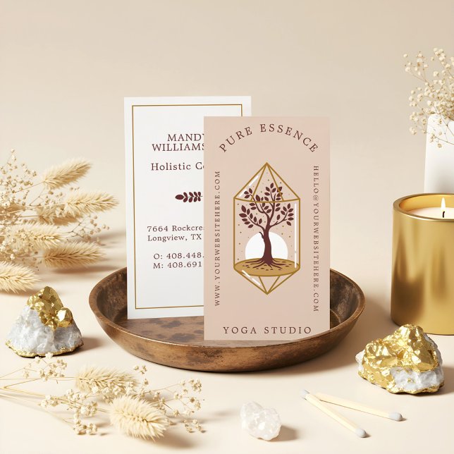 Tarjeta De Visita Elegante Árbol De La Vida Crystal Holstic Coach De (Elegant Tree Of Life Crystal Holistic Coach Design Business Card)