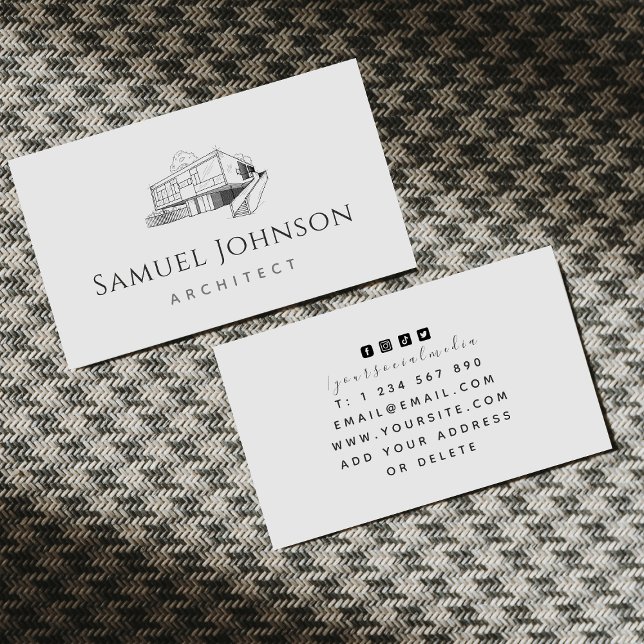 Tarjeta De Visita Elegante arquitecto Residencial Gris (Subido por el creador)