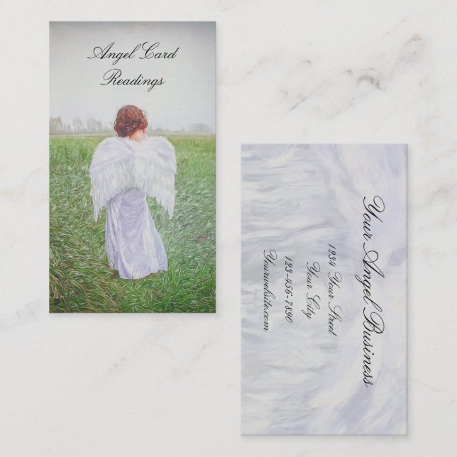 Tarjeta De Visita Elegante Art Design Angel Card Leer (Anverso / Reverso)