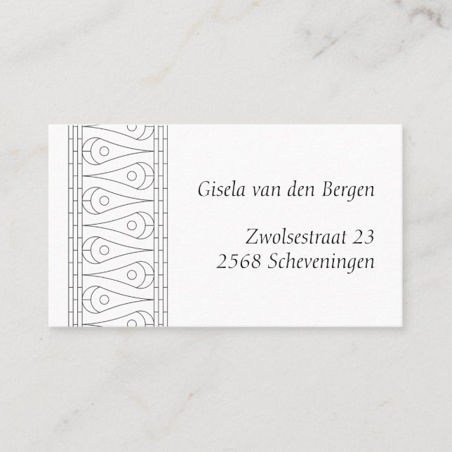 Tarjeta De Visita Elegante arte de líneas antiguas (Anverso)
