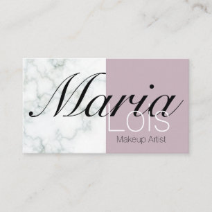 Tarjeta De Visita Elegante Arte de Maquillaje en Mármol de Dos Tonos