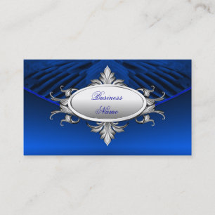 Tarjeta de visita elegante Arte Deco Azul Placa de