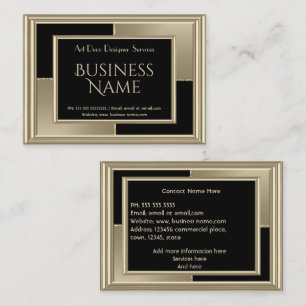 Tarjeta De Visita Elegante Arte Retro Deco Sepia Beige Negro 