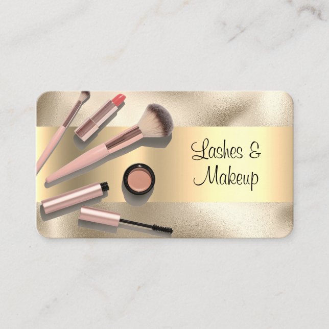 Tarjeta De Visita Elegante Artista de azotes y maquillaje Nombre Neg (Anverso)