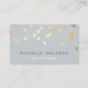 Tarjeta De Visita Elegante artista de belleza de confeti de oro Gris