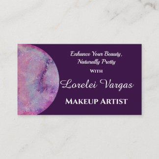 Tarjeta De Visita Elegante artista de maquillaje color púrpura rosa