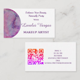 Tarjeta De Visita Elegante artista de maquillaje color púrpura rosa