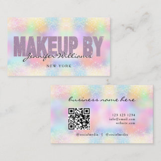 Tarjeta De Visita Elegante artista de maquillaje con código QR holog
