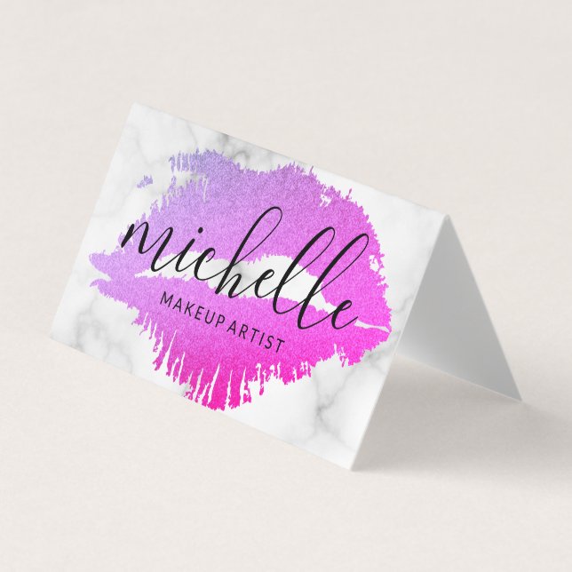 Tarjeta De Visita Elegante artista de maquillaje contemporáneo besa  (Anverso)
