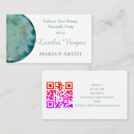 Tarjeta De Visita Elegante artista de maquillaje de color verde azul