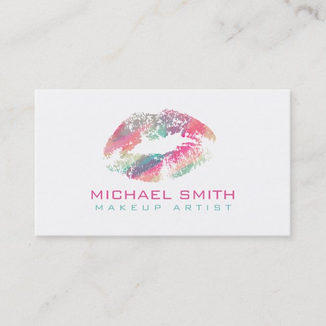 Tarjeta De Visita Elegante artista de maquillaje de labios #30 (Anverso)