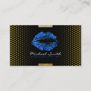 Tarjeta De Visita Elegante artista de maquillaje de labios azules pu