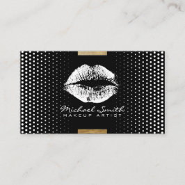 Tarjeta De Visita Elegante artista de maquillaje de labios blancos p