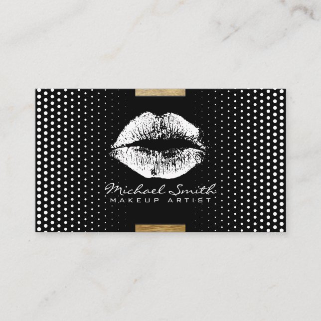 Tarjeta De Visita Elegante artista de maquillaje de labios blancos p (Anverso)