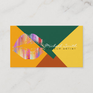 Tarjeta De Visita Elegante artista de maquillaje de labios Color ret