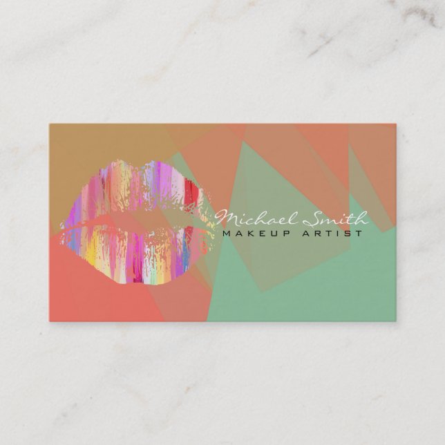 Tarjeta De Visita Elegante artista de maquillaje de labios Mosaico m (Anverso)
