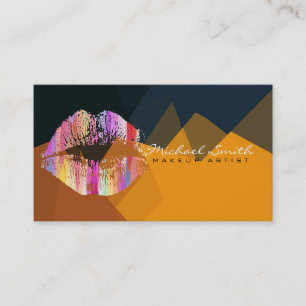 Tarjeta De Visita Elegante artista de maquillaje de labios mosaico m