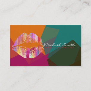 Tarjeta De Visita Elegante artista de maquillaje de labios Mosaico m