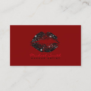 Tarjeta De Visita Elegante artista de maquillaje de labios negros #1