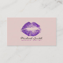 Tarjeta De Visita Elegante artista de maquillaje de labios púrpura #