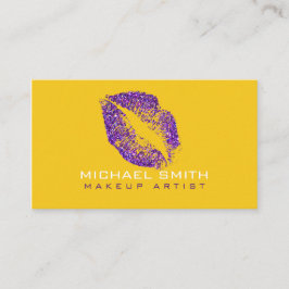 Tarjeta De Visita Elegante artista de maquillaje de labios Purpurina