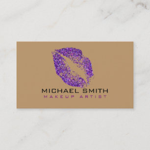 Tarjeta De Visita Elegante artista de maquillaje de labios Purpurina
