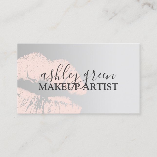 Tarjeta De Visita Elegante artista de maquillaje de labios rosa de c (Anverso)