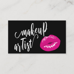 Tarjeta De Visita Elegante artista de maquillaje de labios rosa mage