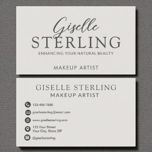 Tarjeta De Visita Elegante artista de maquillaje de lujo guión moder