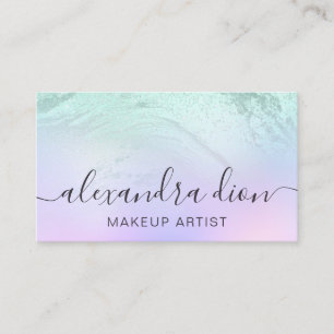 Tarjeta De Visita Elegante artista de maquillaje de mármol purpurin