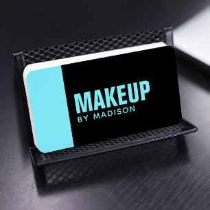 Tarjeta De Visita Elegante artista de maquillaje de Moda azul negro