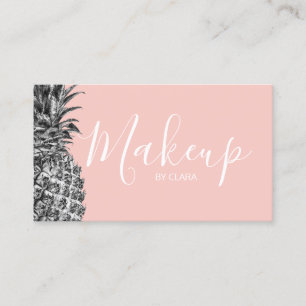 Tarjeta De Visita Elegante artista de maquillaje de piña plateada d