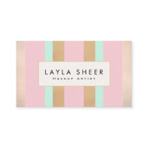 Elegante artista de maquillaje de rayas rosadas y 