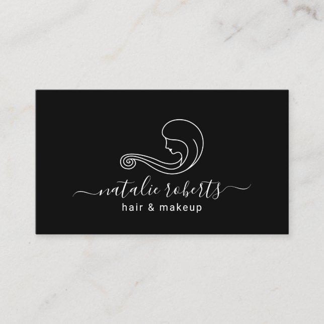 Tarjeta De Visita Elegante artista de maquillaje elegante con logoti (Anverso)