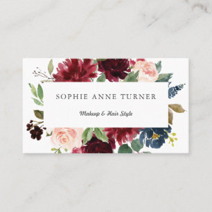 Tarjeta De Visita Elegante artista de maquillaje floral de Rubor en 