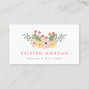 Tarjeta De Visita Elegante artista de maquillaje florístico botánico