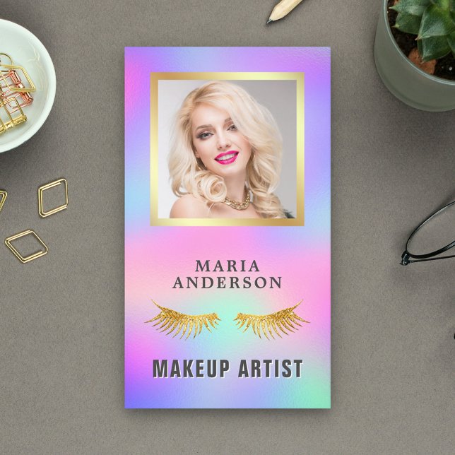 Tarjeta De Visita Elegante artista de maquillaje holográfico irlandé (Subido por el creador)