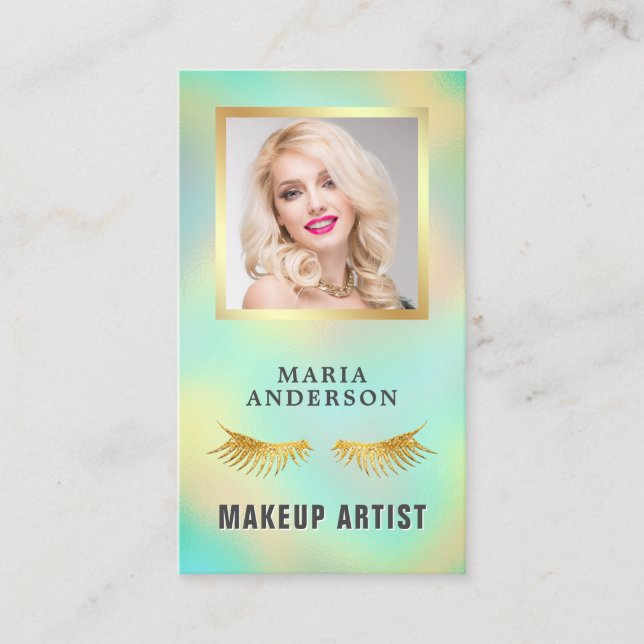 Tarjeta De Visita Elegante artista de maquillaje holográfico irlandé (Anverso)