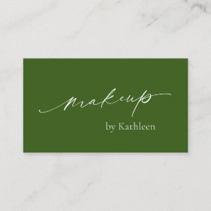 Tarjeta De Visita Elegante artista de maquillaje Olive Green Modern