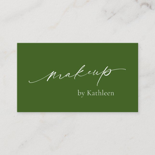 Tarjeta De Visita Elegante artista de maquillaje Olive Green Modern (Anverso)