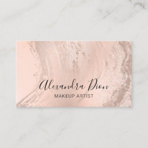 Tarjeta De Visita Elegante artista de maquillaje purpurina champán 
